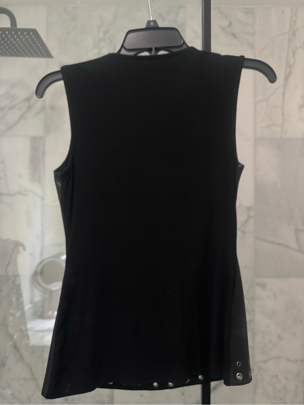 Bailey 44 Black Faux Leather Top with Silver Grommet Details - Picture 2 of 3